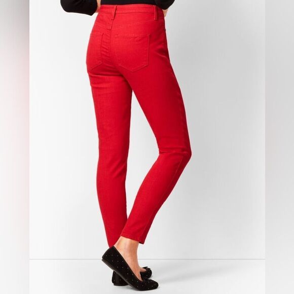 Talbots DENIM slim stretchy jeans, JEGGING - CLASSIC RED size 2 - Picture 3 of 8